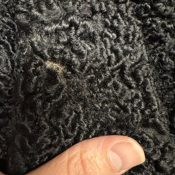 Vintage Black Persian Lambs Wool Coat Cape Style Curly Hair Sheep Mid Century - Picture 11 of 12